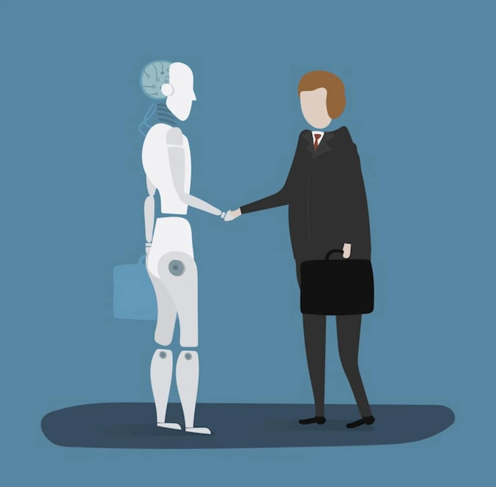 A handshake between financial advisor and Robo Advisor